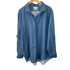 Calvin Klein Infinite Wrinkle Free Blue Mens Long Sleeve Button Up Shirt 2XL